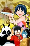  2boys bad_id bad_pixiv_id censored food hibiki_ryouga multiple_boys panda ranma_1/2 saotome_genma saotome_ranma tendou_akane 