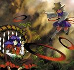  battle circlek duel moriya's_iron_rings moriya_suwako multiple_girls rope shide shimenawa touhou yasaka_kanako 