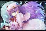  bad_id bad_pixiv_id book bow crescent full_moon hair_bow hat letterboxed llowoll long_hair moon patchouli_knowledge purple_eyes purple_hair solo touhou 