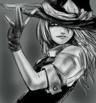  gloves greyscale hat highres kirisame_marisa ledjoker07 monochrome smile solo touhou witch_hat 