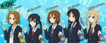  akiyama_mio bad_id bad_pixiv_id black_eyes black_hair blonde_hair blue_eyes brown_eyes brown_hair drumsticks food handheld_game_console highres hirasawa_yui k-on! kotobuki_tsumugi long_hair moe_moe_kyun! multiple_girls nakano_azusa playstation_portable plectrum school_uniform sheet_music short_hair tainaka_ritsu takuan tennen_ahoke translated 