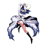  blue_eyes blue_hair blush boots bracelet breasts high_heels hood jewelry kumoi_ichirin large_breasts musashino_sekai older shoes short_hair solo touhou 