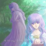  cape circlet diadora_(fire_emblem) dress fire_emblem fire_emblem:_seisen_no_keifu forest kawasho long_hair nature purple_eyes purple_hair 