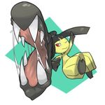  bad_pixiv_id extra_mouth fangs funa_(anuf) gen_3_pokemon mawile no_humans pokemon pokemon_(creature) red_eyes saliva simple_background solo teeth white_background 