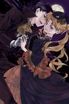  1girl bad_id bad_pixiv_id bishoujo_senshi_sailor_moon blonde_hair dress formal frills halloween hat holding_hands jewelry long_hair necklace pearl pearl_necklace seiya_kou tsukino_usagi twintails vampire violetcoral 