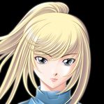  blonde_hair blue_eyes face metroid nintendo ponytail samus_aran tamamon zero_suit 