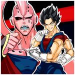  black_hair dragon_ball dragonball dragonball_z earring earrings hajime_no_ippo jewelry lowres majin_buu male male_focus parody pink_skin red_eyes ryo_mashiba vegetto 