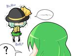  ? bad_id bad_pixiv_id chibi comic green_hair hat hat_over_eyes kazami_yuuka komeiji_koishi kuzugitsune_(inarikami) multiple_girls romaji short_hair silent_comic simple_background touhou trembling white_background 