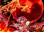  crown fire full_moon moon red_moon remilia_scarlet skeleton solo sorano_eika spear_the_gungnir touhou 