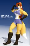  anthro anthroanim becky_cascane big_breasts breasts canine female fox hair mammal muscles pose solo wide_hips 