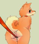  ass blush butt canine collar dog female furry leash looking_at_viewer looking_back looking_over_shoulder mammal plain_background rag. raised_tail simple_background solo standing tail tongue tongue_out 
