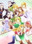  6+girls blonde_hair blue_eyes bottle brown_hair closed_eyes dark_link darunia earrings gerudo green_hair hairband hat impa jewelry kaidou_mitsuki link long_hair multiple_boys multiple_girls multiple_persona nabooru one_eye_closed pointy_ears ponytail princess_ruto princess_zelda rauru red_eyes red_hair saria smile the_legend_of_zelda the_legend_of_zelda:_ocarina_of_time the_legend_of_zelda:_twilight_princess tiara white_hair 