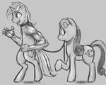  arms bonbon_(mlp) collar crookedtrees cutie_mark duo equine female feral friendship_is_magic hands hasbro horn horse leash lyra_(mlp) lyra_heartstrings_(mlp) mammal monochrome muscles my_little_pony nightmare_fuel pony unicorn upright 