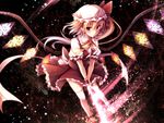  :o alternate_wings blonde_hair flandre_scarlet glowing glowing_weapon hat looking_at_viewer pointy_ears red_eyes side_ponytail solo thighhighs toosaka_asagi touhou v_arms weapon white_legwear wings wrist_cuffs zettai_ryouiki 