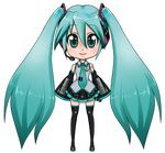  aqua_hair black_skirt chibi green_eyes hair_ornament hatsune_miku headphones koinu-yukina long_hair miniskirt pleated_skirt skirt smile solo striped striped_skirt thighhighs transparent_background twintails very_long_hair vocaloid 