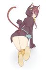  animal_ears ass bad_id bad_pixiv_id bag boots bow brown_eyes brown_hair cat_ears cat_tail from_behind hair_bow handbag hood hood_down hoodie kneeling looking_back no_pants oekaki original panties simple_background sketch solo sweater tail tail_through_clothes tyobimiru underwear white_panties 