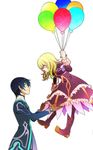  1girl bad_id bad_pixiv_id balloon black_hair blonde_hair boots elize_lutus gloves jude_mathis kazu_sanbon purple_footwear smile tales_of_(series) tales_of_xillia yellow_eyes 