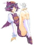  :d animal_ears bare_legs bow brown_dress dress hat heart kneehighs legs long_legs long_sleeves mystia_lorelei oekaki open_mouth pink_hair puffy_sleeves purple_hair short_dress short_hair smile solo touhou white_legwear wings yuni_(manyutin) 