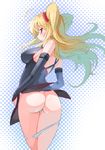  ass bad_id bad_pixiv_id blonde_hair breasts detached_sleeves from_behind hokuto_shinken large_breasts long_hair looking_back original panties panty_pull red_eyes solo twintails underwear 