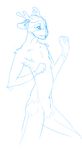  anthro blue cervine concept deer girly line_art male mammal monochrome no_background plain_background rajhin scribble sketch solo white_background 