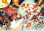  animal_ears blonde_hair bridge brown_eyes bug butterfly error fish fox fox_ears fox_mask fox_tail gin_(oyoyo) insect japanese_clothes lantern mask md5_mismatch night original parasol pinwheel solo tail umbrella 