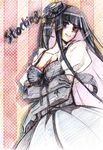  alternate_costume butano_(star-dust_boxxx) colored_pencil_(medium) elbow_gloves gloves hat lolita_fashion mini_hat mini_top_hat panty_&amp;_stocking_with_garterbelt puffy_sleeves short_sleeves smile solo stocking_(psg) striped striped_background top_hat traditional_media 