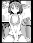  bad_id bad_pixiv_id bikini bikini_aside black_border blush border breasts celebi_ryousangata cleavage condom condom_wrapper cowgirl_position cum frilled_bikini frills girl_on_top goggles goggles_on_head greyscale gumi large_breasts monochrome navel pov sex short_hair solo straddling sweat swimsuit swimsuit_aside used_condom vocaloid windowboxed 