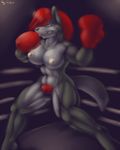  boxer boxing boxing_gloves breasts female fighter fighting_ring hair muscles muscular_female nipples nude pubes pubic_hair red_hair red_pubes ring solo tail unknown_artist 