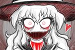  blackmorass blood constricted_pupils face hat heart horror_(theme) injury komeiji_koishi open_mouth sharp_teeth slit_throat solo staring teeth touhou 