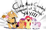  0r0ch1 apple_bloom_(mlp) applebloom_(mlp) cartoon cub cute cutie_mark cutie_mark_crusaders cutie_mark_crusaders_(mlp) dialog dialogue donkey english_text equine eyes_closed female feral foal friendship_is_magic hair horn horse humor jackass male mammal my_little_pony open_mouth pegasus plain_background ponification pony red_hair scootaloo_(mlp) smile sweat sweetie_belle_(mlp) team text tongue unicorn white_background wings yelling young 