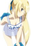  adelina blonde_hair bow breasts cheerleader cleavage downblouse full_metal_panic! full_metal_panic!_another komatsu_(sakanae) long_hair ponytail small_breasts solo 