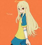  afuro_terumi androgynous armband blonde_hair character_name halo inazuma_eleven inazuma_eleven_(series) l_hakase long_hair male_focus raglan_sleeves raimon raimon_soccer_uniform red_eyes soccer_uniform solo sportswear zeus_(inazuma_eleven) 