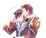  alvin_(tales) black_hair brown_hair gloves hug jude_mathis male_focus md5_mismatch multiple_boys sen_nai smile tales_of_(series) tales_of_xillia white_background 