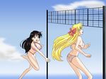  2girls aino_minako bikini bishoujo_senshi_sailor_moon hino_rei lowres mars multiple_girls swimsuit venus volleyball 