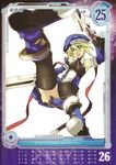  angry arc_system_works attack beret blazblue blonde_hair dual_wielding green_eyes gun hat highres kick kicking noel_vermillion open_mouth solo thighhighs uniform weapon 