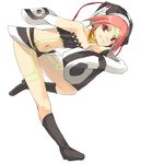  boots d.gray-man fou fu_(d.gray-man) hat lowres navel pink_hair red_eyes short_hair solo 