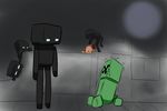  creeper enderman highres minecraft red_eyes scared tears 