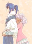  blue_hair blush couple dark_skin f-tani hug meredy size_difference smile tales_of_(series) tales_of_eternia 