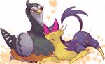  &hearts; avian bird blush cat eyes_closed feline hoh0niku liepard love mammal nintendo nuzzle pok&#233;mon pok&eacute;mon sitting unfezant video_games wings 