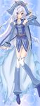  al-fin boots highres legs long_hair multicolored_legwear multicolored_thighhighs purple_eyes sega shining_(series) shining_force shining_force_feather smile solo standing thigh_boots thighhighs very_long_hair white_hair 
