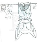  annoying_watermark bat black_and_white english_text eyes_closed female feral mammal monochrome rouge_the_bat sadic_shadow sega shocked sleeping sonic_(series) text upside_down watermark wings 