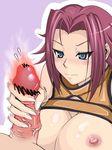  52siki blue_eyes blush breasts code_geass female handjob kallen_stadtfeld konishiki_(52siki) large_breasts long_hair nipples penis penis_squeeze red_hair shouni_shiki 