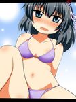  bad_id bad_pixiv_id bikini blush grey_eyes grey_hair highres mononobe_no_futo motsu_(selshia12) navel solo swimsuit touhou 