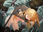  bdsm bent_over bestiality blonde_hair bondage bound breasts censored elementaler game_cg indoors multiple_boys nude open_mouth penis pig pillory pussy rape sex small_breasts stocks tears twintails vaginal 