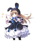  bell blonde_hair bunny bunny_hat dress duel_monster ebon_magician_curran hat long_hair ribbon translation_request whip yu-gi-oh! 