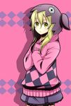 ancientstar blonde_hair cosplay elize_lutus green_eyes grey_skirt hood hoodie lace lace-trimmed_skirt long_hair miniskirt pleated_skirt shadow skirt solo tales_of_(series) tales_of_xillia teepo_(tales) teepo_(tales)_(cosplay) 