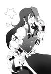  bad_id bad_pixiv_id braid chinese_clothes efuo greyscale grin hair_over_one_eye hat hat_removed headwear_removed hong_meiling long_hair monochrome nail_polish smile solo star thighhighs touhou twin_braids wrist_cuffs 