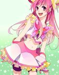  bad_id bad_pixiv_id cure_dream green_background magical_girl midriff nagi_kanami navel pink pink_eyes pink_hair precure purple_shorts shorts shorts_under_skirt skirt solo star starry_background yes!_precure_5 yumehara_nozomi 