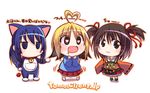  :3 ahoge animal_ears anzu_(hanamaru_youchien) cat_ears cosplay doraemon doraemon_(character) doraemon_(character)_(cosplay) drooling hanamaru_youchien heart heart-shaped_pupils heart_ahoge hiiragi_(hanamaru_youchien) hitotsubashi_yurie hitotsubashi_yurie_(cosplay) kamichu! kitahara_tomoe_(kitahara_koubou) koume_(hanamaru_youchien) mako_(seiyuu) multiple_girls saliva seiyuu_connection short_twintails symbol-shaped_pupils twintails 