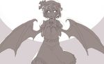  bad_id bad_pixiv_id bat_wings beige hands hands_clasped hat monochrome own_hands_together purple_background remilia_scarlet smile solo touhou wings yuki_(popopo) 